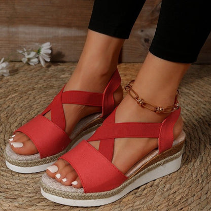 WOMEN'S WEDGE CROSS-STRAP SANDALS