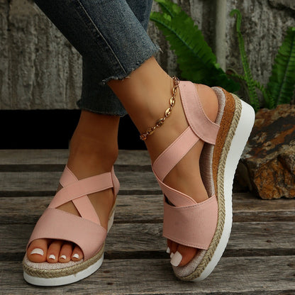 WOMEN'S WEDGE CROSS-STRAP SANDALS